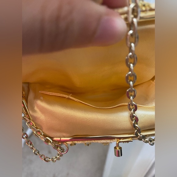 Vintage 1960s Hand Beaded Flowers Kiss Lock Convertible Purse Clutch-EUC - Picture 5 of 7